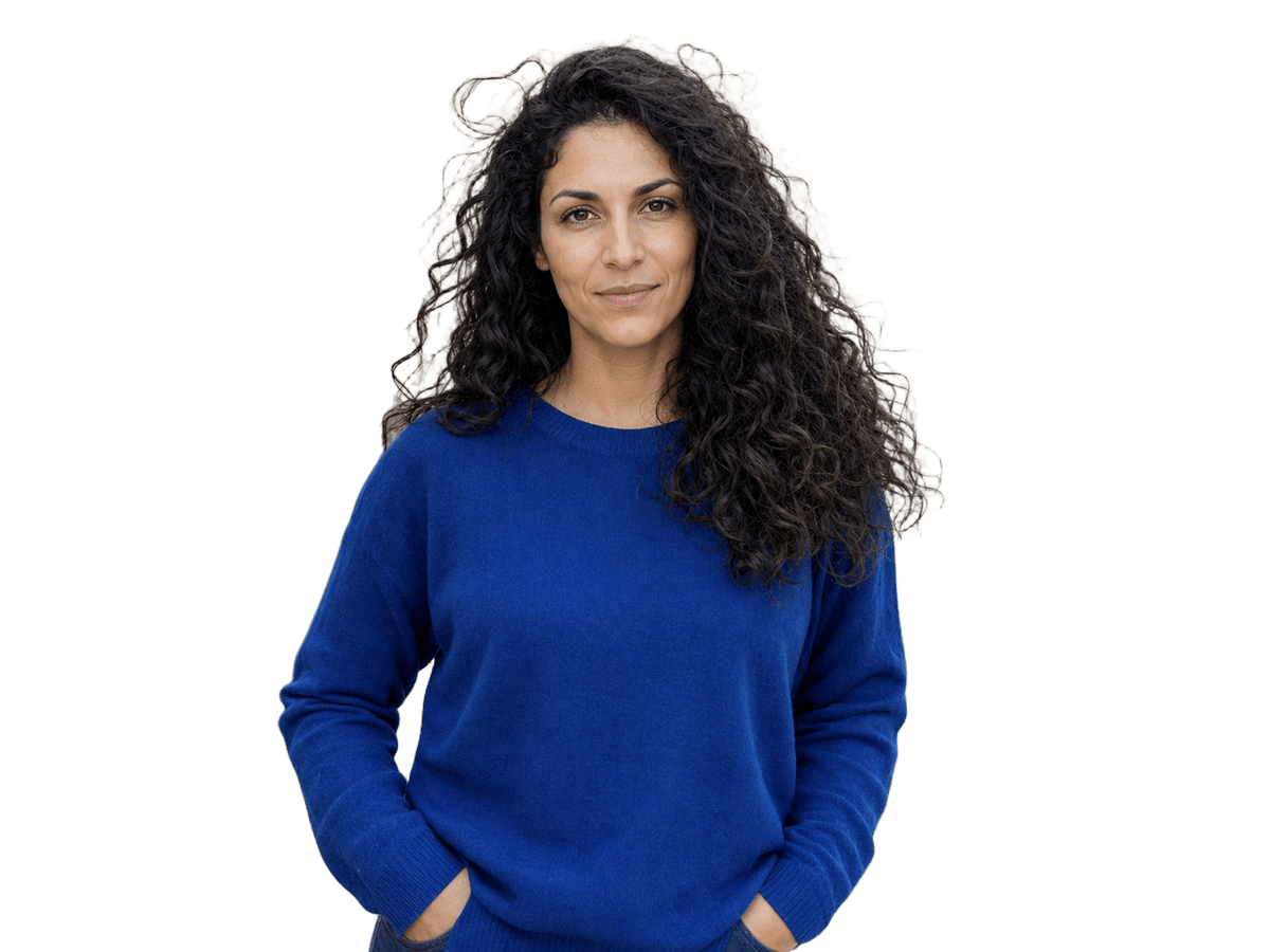 Portrait with detailed curly flyaway hair, processed